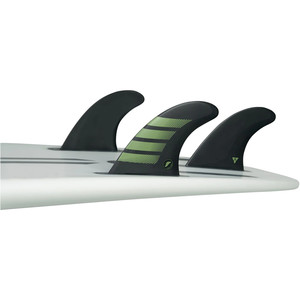 2024 Futures F8 Alpha Tri Large Surfboard Vinnen FAF8 - Koolstof / Olijf